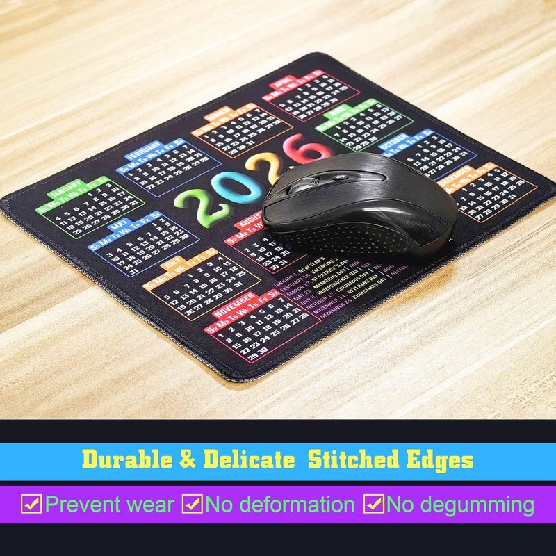 RMYMPMYX Mouse Pad with Stitched Edge, Computer Mouse Mat with Non-Slip Rubber Base, Mouse Pads for Computers Laptop Mouse 9.6x7.9x0.1 inch, (2026 Calendar Black) - Image 5